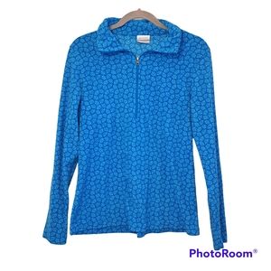 Columbia Blue Half-Zip Fleece Pullover Patterned Size Medium